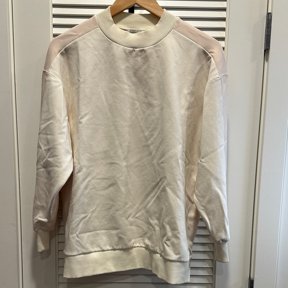 Club Monaco Cream Sweatshirt with Pink Accents